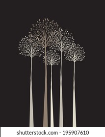 Group of trees on a dark background