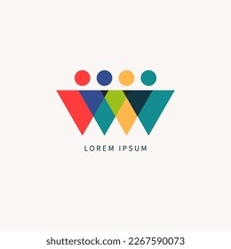 Group of triangular people logotype, people triangles logo. Business logo, connected group icon. Teamwork concept, team logotype