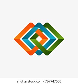 Group Triple Square Logo Curve Corner Stock Vector (Royalty Free ...