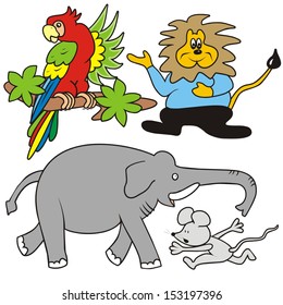 group of tropical animals, vector icon