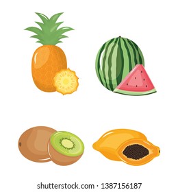 group of tropical and fresh fruits