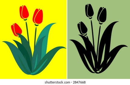 Group of tulips - colors can be changed