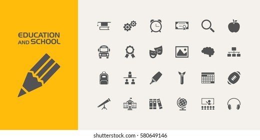 Group of twenty education and school icons