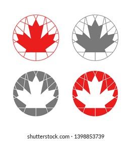 A group of unique geometric maple leaf icons.