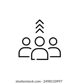 Group of users and arrows up. Team success, collective improvement. Pixel perfect vector icon