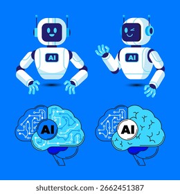 Group of Various Artificial Intelligence Robots