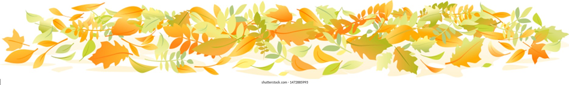 Group of various autumn fallen leaves in red and orange colors lying on ground isolated, dump of different leaves, autumn concept illustration clipart