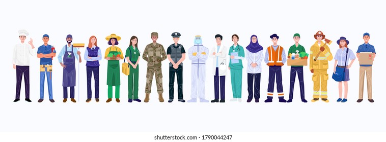 Group of various occupations people. Vector