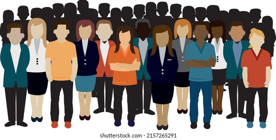 Group of various people standing up together
