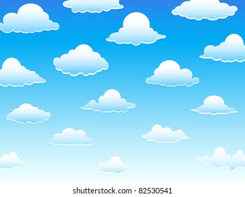 Group of vector clouds on a blue sky