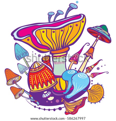 Group vector of decorative mushroom