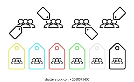 Group vector icon in tag set illustration for ui and ux, website or mobile application