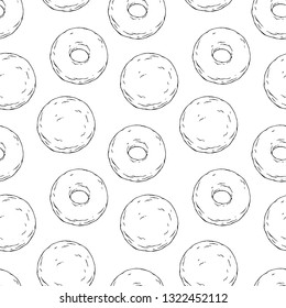 Group of vector illustrations on the sweets theme; set of different kinds of donuts decorated with powdered sugar. Each object can be changed and moved.