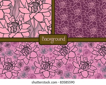 Group of vector pink wallpaper with beautiful abstract flowers