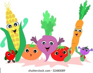 Group of Vegetable Friends Vector