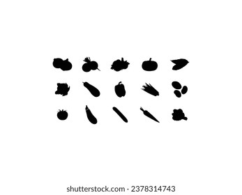 Group of Vegetable silhouette isolated white background. Vector Illustration