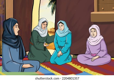 A group of veiled women sitting