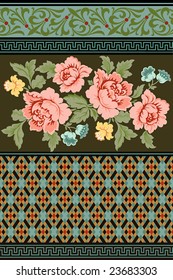 a group of Victorian era floral and geometric designs