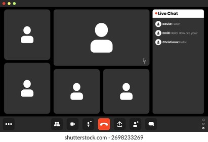 Chamada de vídeo em grupo com vários participantes em uma reunião digital