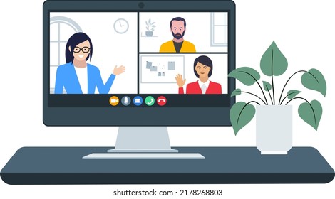 A group video call showing several users connected at a time illustration