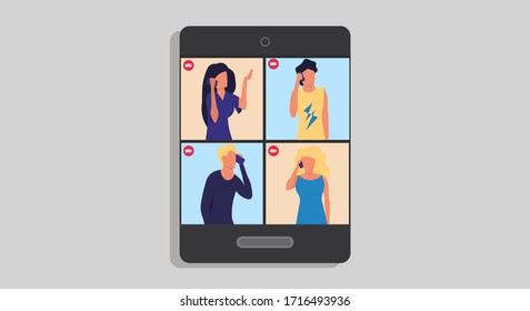Business-Screen-Technologie für Business-Vektorillustration-Videokonferenzen für Gruppen. Team-Chat-Treffen Illustration Netzwerk. Digitaler Gespräch über Ferngespräche. Telekonferenz für Virtual-Sphere-Dienste