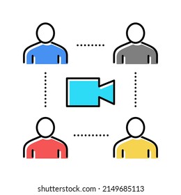 vector de icono de color de conversación de videollamadas grupales. señal de conversación de videollamadas grupales. ilustración de símbolo aislado