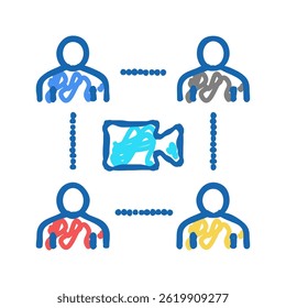 group video calling conversation doodle icon sketch vector. group video calling conversation sign. isolated symbol illustration