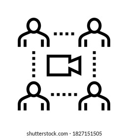 group video calling conversation line icon vector. group video calling conversation sign. isolated contour symbol black illustration