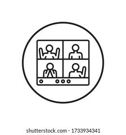 group video calling line icon, vector illustration