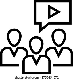 icono de la línea de videochat de grupo aislado en fondo blanco 
