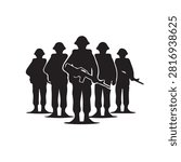 group of vietnam soldier silhouette vector design