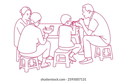 a group of vietnamese enjoying Vietnamese Breakfast
