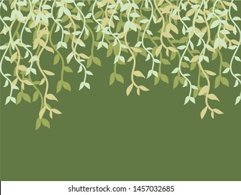 group of vines and leaves on dark green background. 