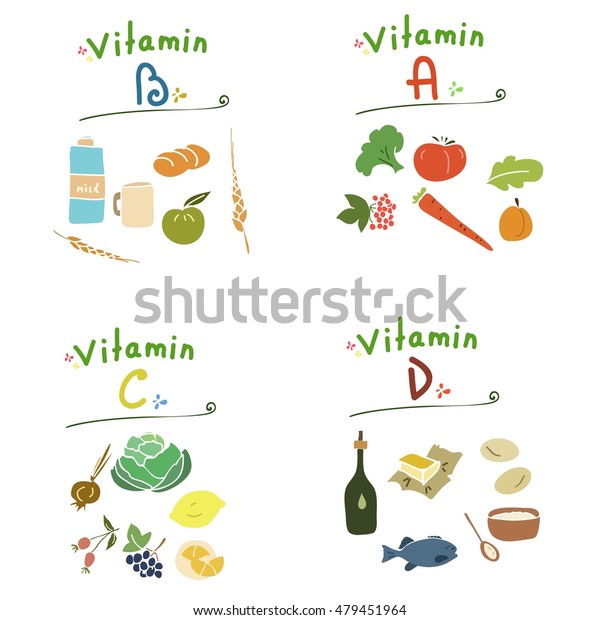 Group Vitamins B C D Healthy Stock Vector (Royalty Free) 479451964