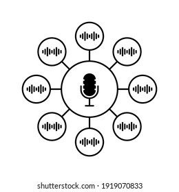 group voice chat or podcast chatroom. flat outline style trend modern graphic art design element isolated on white. concept of popular method of exchanging messages and thoughts in web or internet