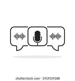 sala de chat de voz grupal como icono negro de podcast. concepto de método popular de intercambio de mensajes y pensamientos en web o internet. tendencia de contorno elemento de diseño gráfico de logotipo moderno aislado en blanco