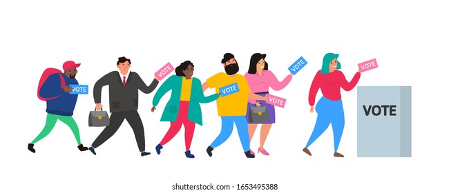 group of voting people with ballots election vote   concept vector illustration