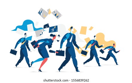 A group of walking businessmen. Business competition concept. Vector illustration isolated on white background