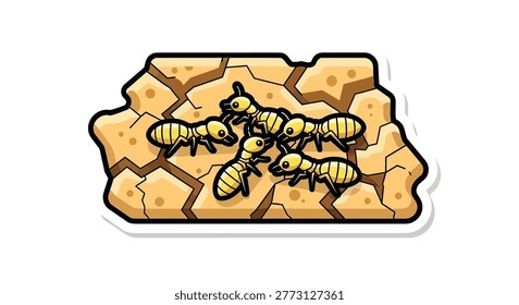 Group of wasps on honeycomb surface