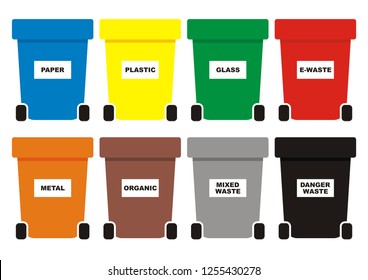 Group Waste Cans Eight Color Containers Stock Vector (Royalty Free ...