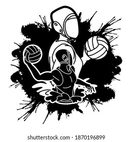 Group of water polo players  action cartoon graphic vector