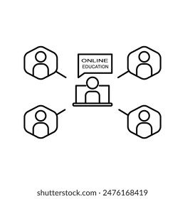 group webinar or online education icon. linear flat trend modern logo element graphic outline design. concept of easy e-learning service and educational