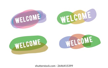 group of welcome text with various shape for labeling.eps