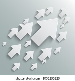 Group white arrows directed upwards - stock vector