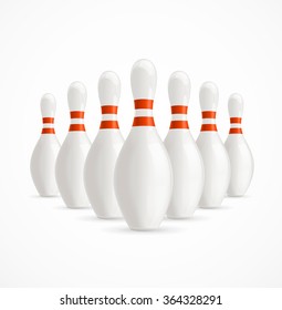 Group of White Bowling Pins. Vector illustration