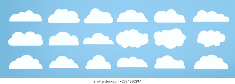 Group of white clouds object used in cloud concepts, clouds element, clouds object, clouds caroon style, in a flat design. White cloud collection