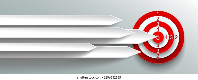 Group white paper arrows are directed to the goal - stock vector