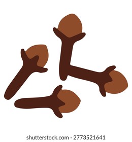 A group of whole dried cloves, a common spice, presented on a clean white background.
