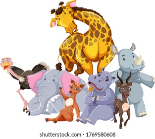 Group of wild animal illustration