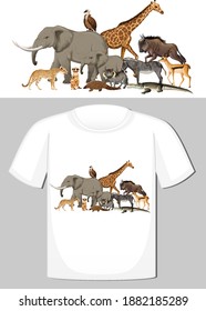 Diseño de grupos de animales salvajes para la ilustración de camisetas